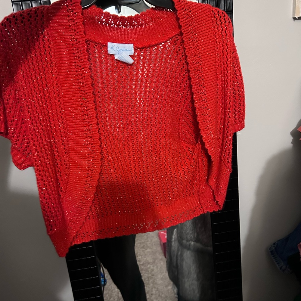 K. Jordan Scarlet Women's Open Knit Shrug